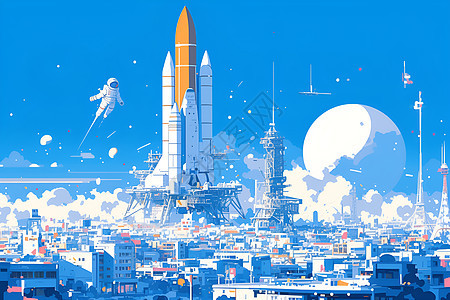 火箭与宇航员背景图片