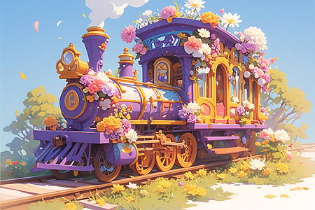 一辆紫色列车图片