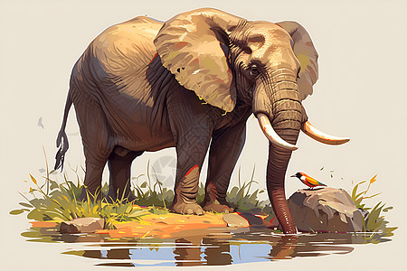一只雄伟的大象背景图片