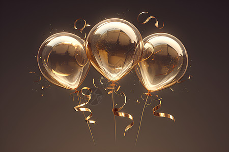 飘浮的金色气球图片