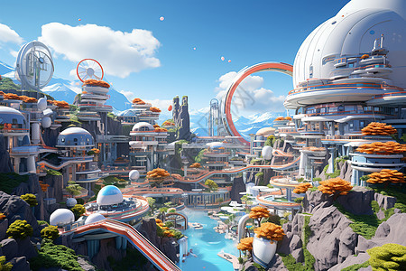 未来的大城市背景图片