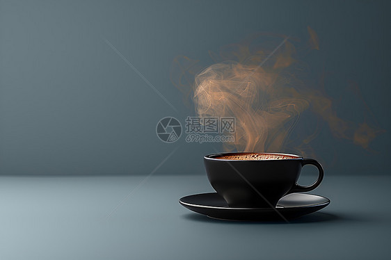 咖啡杯上升腾的热气图片