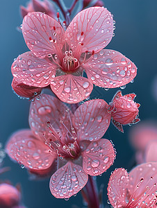 粉色花瓣上的水珠图片