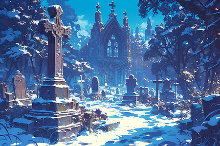 冬季的墓地图片