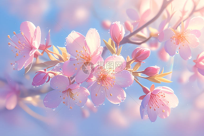 春天绽放的粉色花朵图片