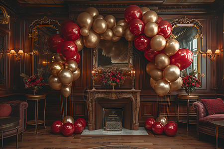 装饰的气球新年派对高清图片