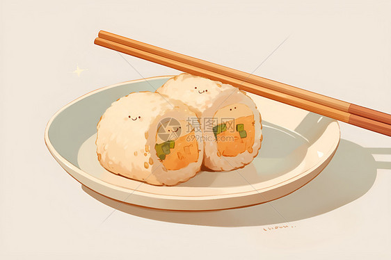米蒸糕和筷子图片