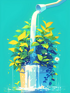 植物浇水背景图片