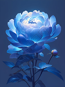 湛蓝的牡丹花图片