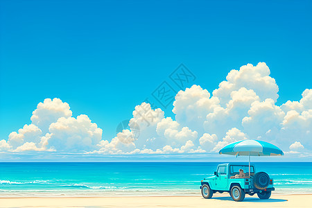 海滩上的吉普车图片
