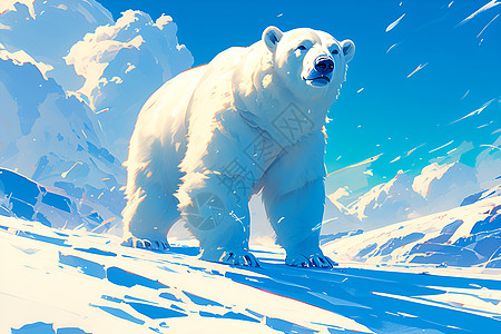 北极熊站在冰原上图片