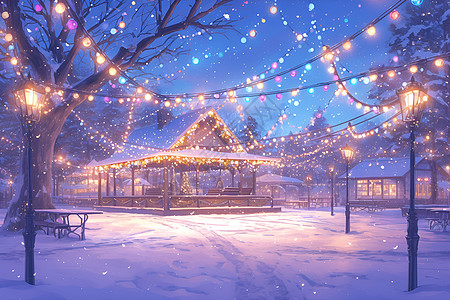 冬日灯光游乐园图片