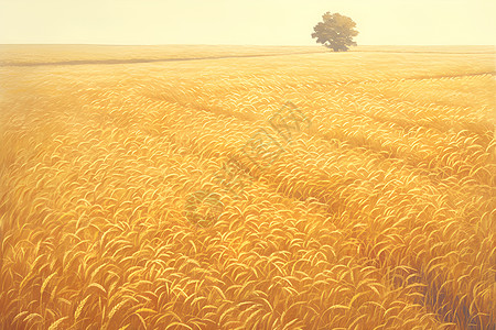 小麦蛋白金色的麦田插画