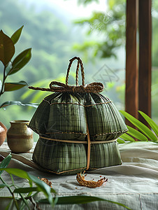 美食氛围粽子传统的美味背景
