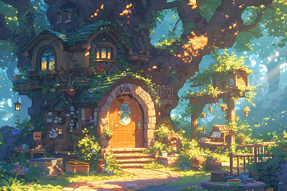 魔幻树屋中的仙境之旅图片