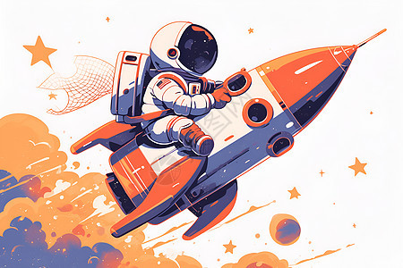 宇航员坐火箭背景图片