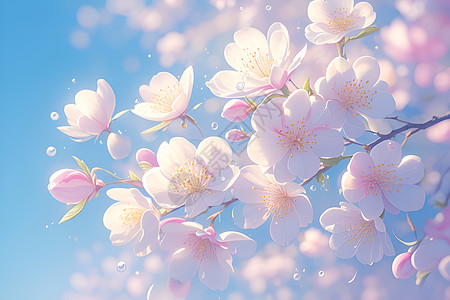 春天桃花公园美丽的桃花插画