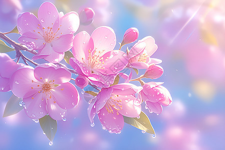 春日粉红花海图片