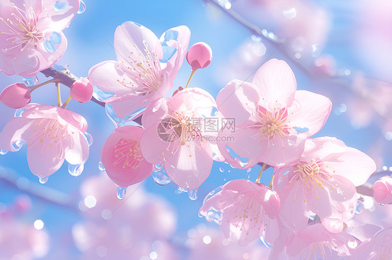 粉色花瓣上的露珠图片