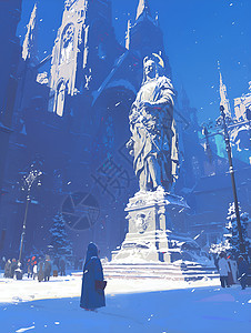 冬日广场的雕像图片