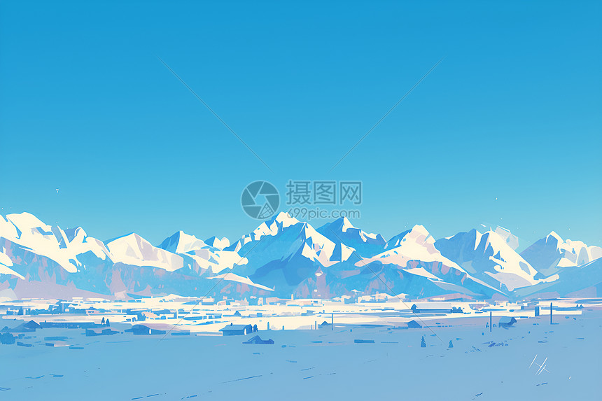 白雪覆盖的山脉图片