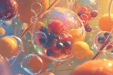 气泡中的水果图片