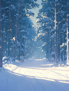 冬季森林中的小路图片