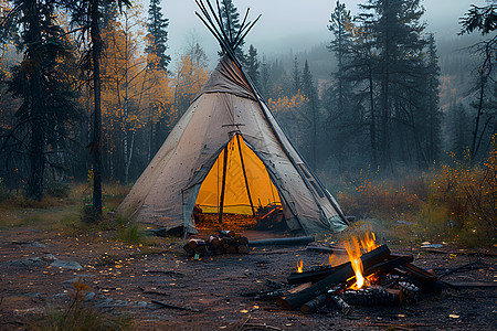 荒野中的帐篷背景图片