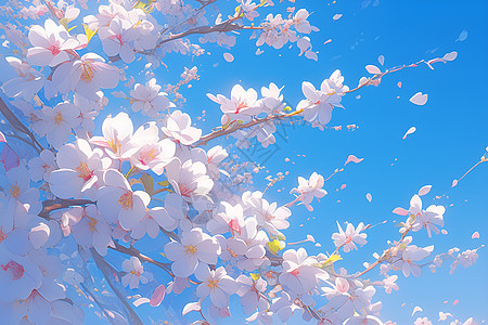 树干上的樱花图片