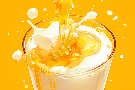 牛奶中可口的蜂蜜图片