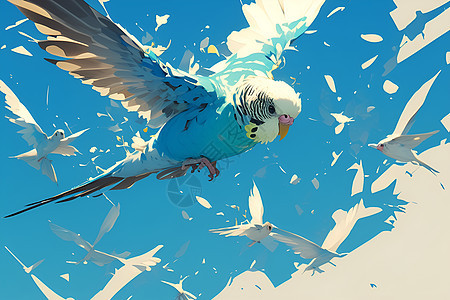 飞翔的鹦鹉插画背景图片