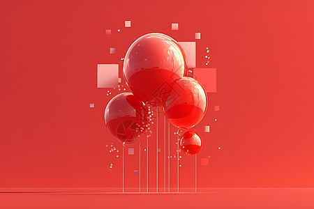 悬浮的红色气球背景图片