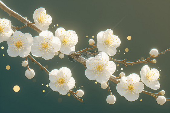 一枝白色梅花图片