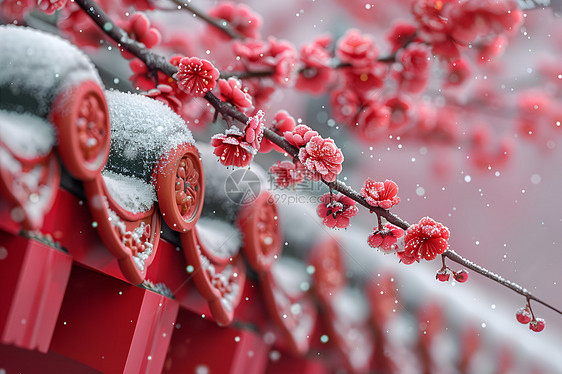 雪中的红梅图片