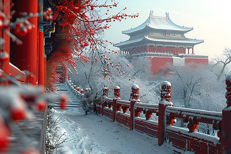 白雪皑皑的紫禁城图片