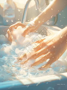 洗手时的泡泡图片
