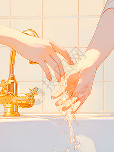 温柔光线下的洗手场景图片