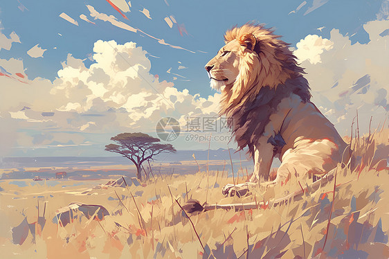 草原上的雄狮图片