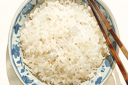 精细细节的水彩白米饭图片