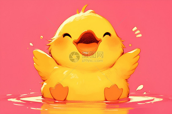 水面开心的小鸭子图片