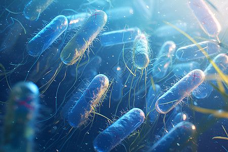 菌细胞微生物漂浮插画插画