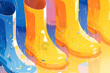 雨中的雨鞋鞋子插画高清图片