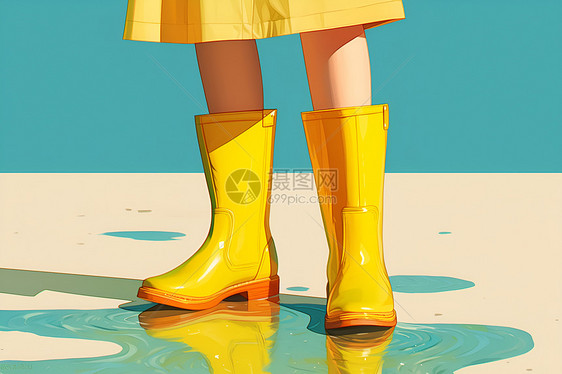 水洼中的雨靴图片