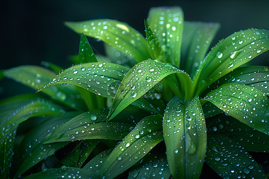 草叶上的水珠图片