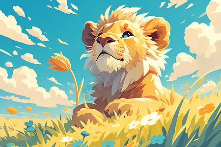卧在草地上的狮子图片