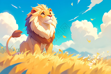 傲立在草原上的狮子图片