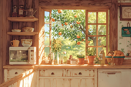 阳光下的厨房图片