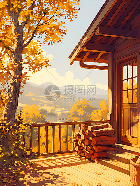 山间的一个小屋图片