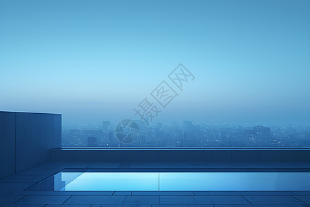 城市的蓝雾与天际线图片