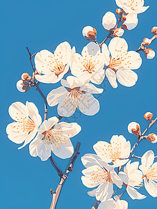 树枝上的白色花朵图片